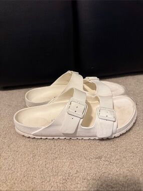 Birkenstock White Two-Strap EVA Slide Sandals